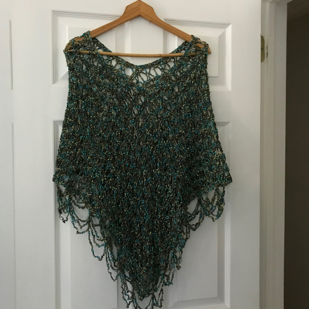 Unique Hand Crocheted Poncho -New